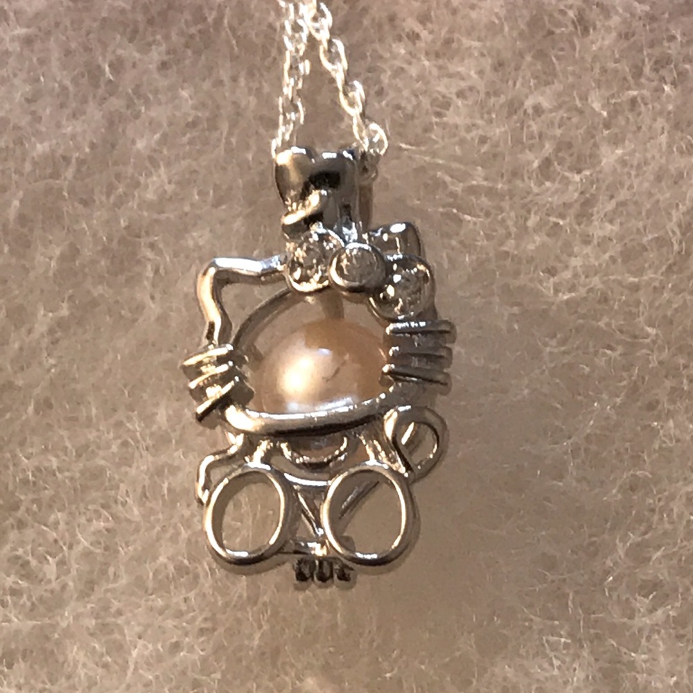 Sterling Silver Hello Kitty Cage Pendant Necklace